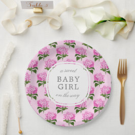Prato De Papel Hydrangea Pink Pattere Sweet Baby Girl