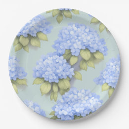 Prato De Papel Hydrangea Plates | Duck Egg Blue Floral Party