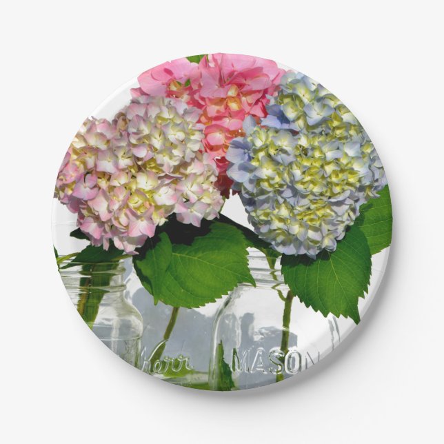 Prato De Papel Hydrangeas e Mason jar (Frente)