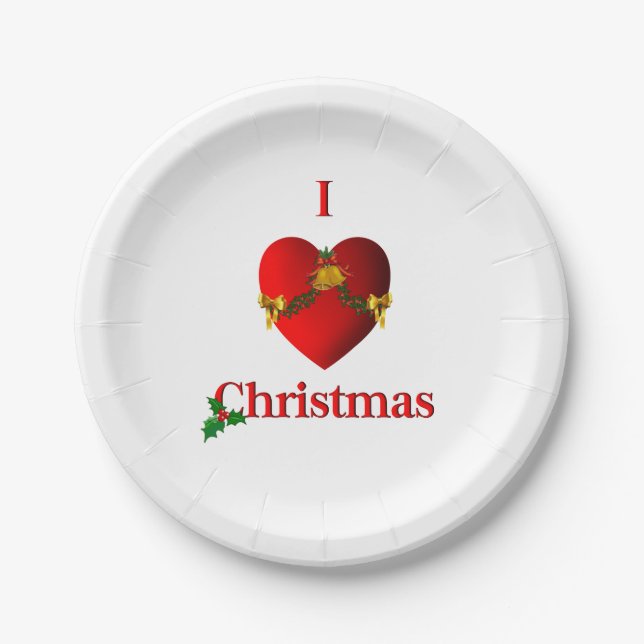 Prato De Papel I Heart Christmas (Frente)
