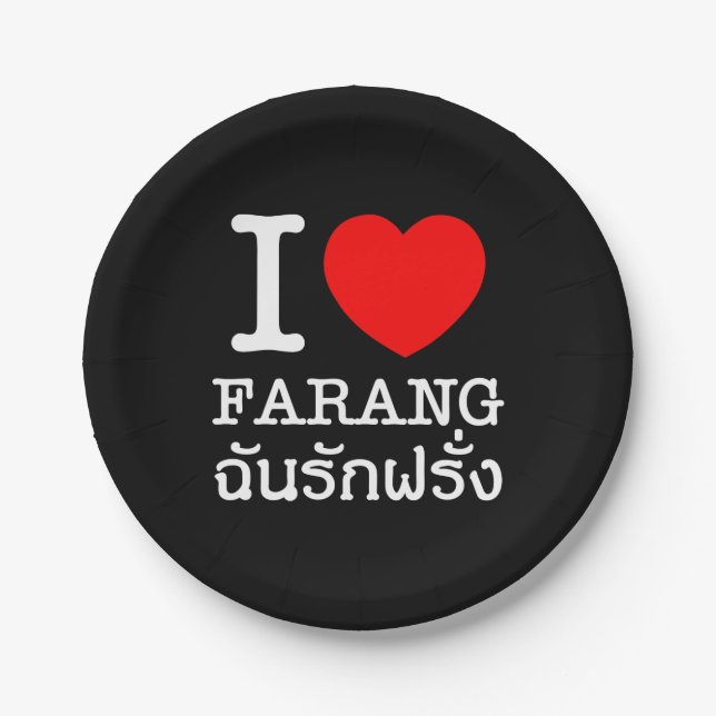 Prato De Papel I Heart (Love) Farang (Frente)