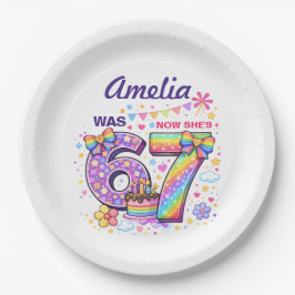 Prato De Papel I Was 6 Now I'm 7 Girls 7th Birthday 