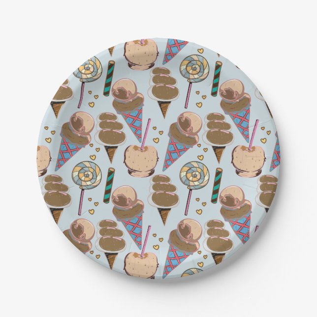 Prato De Papel Ice cream pattern | Lollies pattern | lollipop 25 (Frente)