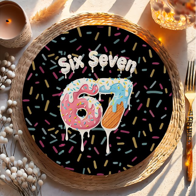 Prato De Papel Ice Cream Six Seven 67 Birthday Paper Plate (Criador carregado)
