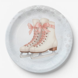 Prato De Papel Ice Skating Teen Birthday Pink Bow Paper Plates
