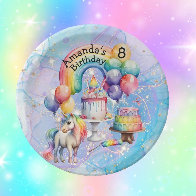 Prato De Papel Ideias do Aniversário de criança do Partido Magnét (Unicorn Plate)