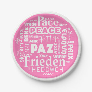 Prato De Papel idiomas de paz da placa de papel de 7 polegadas