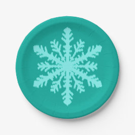 Prato De Papel Ikat Snowflake - Turquesa e aqua