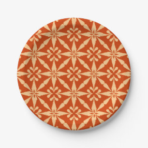 Prato De Papel Ikat Star Pattern - Mandarin Orange
