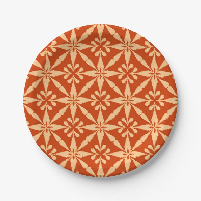 Prato De Papel Ikat Star Pattern - Mandarin Orange (Frente)