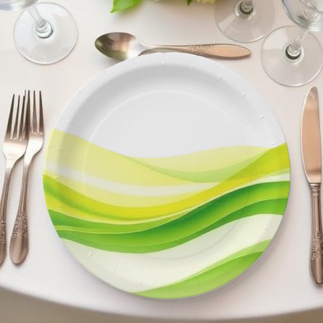 Prato De Papel Ilha Citrina Verde e Amarelo (Island Citrus Green and Yellow Paper Plates )