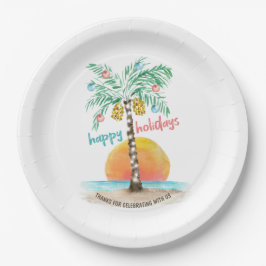Prato De Papel Ilha Holiday Tropical Beach Palm Christmas