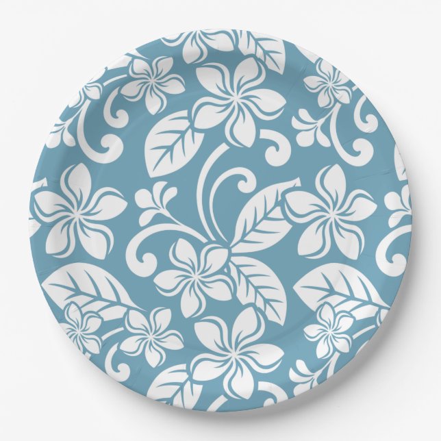 PRATO DE PAPEL ILHA PLUMÉRIA (AZUL SLATE) (Frente)