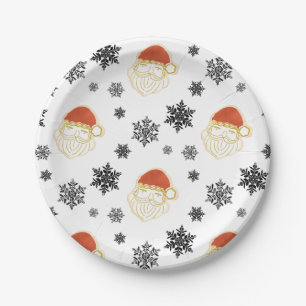 Prato De Papel Ilustração da Neve Papai Noel Natal
