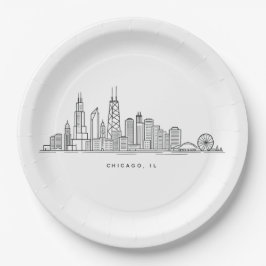 Prato De Papel Ilustração da paisagem urbana de Chicago IL