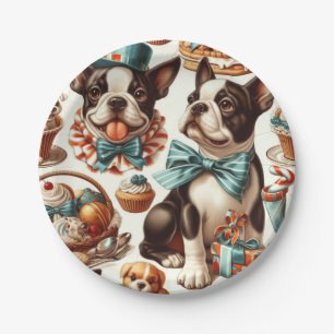 Prato De Papel Ilustração da Portadora de Boston Cute