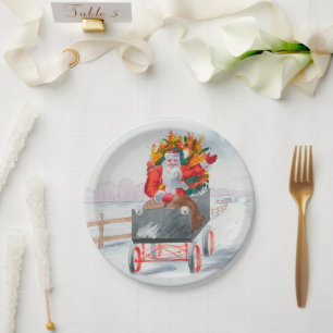 Prato De Papel Ilustração da Prata de Papel Feriado Santa Clause