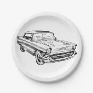 Prato De Papel Ilustração de Carro Clássico Chevy Bel Air 1957