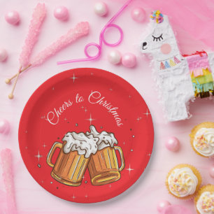 Prato De Papel Ilustração de Cerveja de Natal Cheers