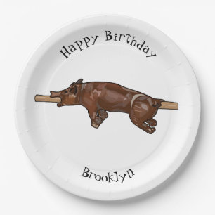 Prato De Papel Ilustração de desenho animado assado/assado porcin