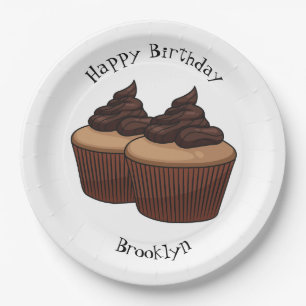 Prato De Papel ilustração de desenho animado de cupcake
