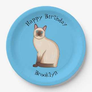 Prato De Papel Ilustração de desenho animado de gato siamês