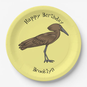 Prato De Papel Ilustração de desenho animado de pássaros Hamerkop