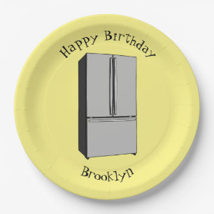 Prato De Papel Ilustração de desenho animado do frigorífico franc