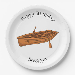 Prato De Papel Ilustração de desenho animado em Rowboat