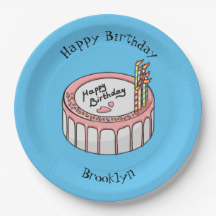 Prato De Papel Ilustração de desenho de bolo de aniversário