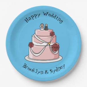 Prato De Papel Ilustração de desenho de bolo de casamento