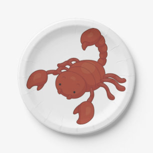 Prato De Papel Ilustração de Escorpião Vermelho