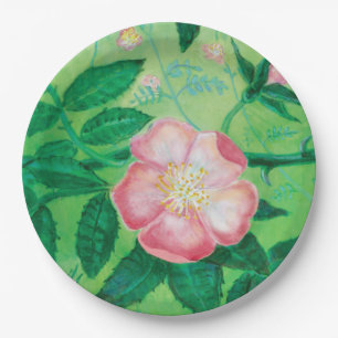 Prato De Papel Ilustração de flores de rosa selvagem