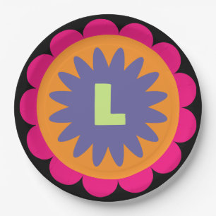 Prato De Papel ilustração de formas florais laranja e rosa