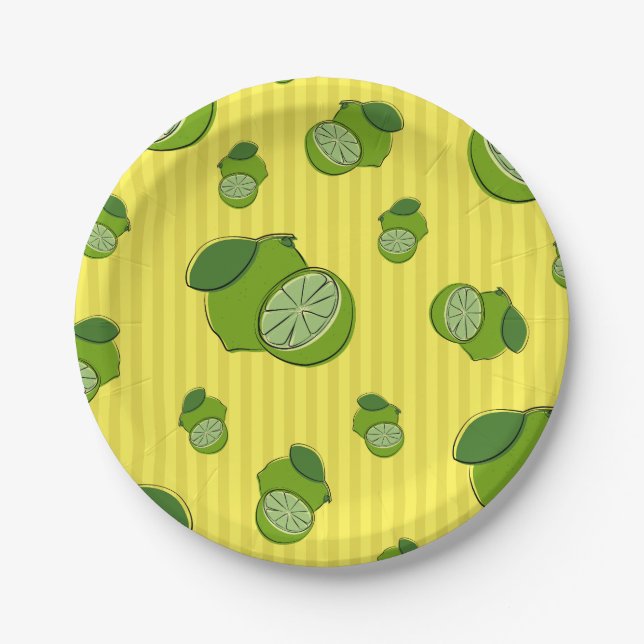 Prato De Papel Ilustração de limões (Frente)