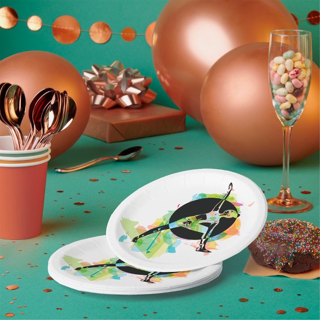 Prato De Papel Ilustração de Mulher Alongando (Criador carregado)