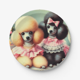 Prato De Papel Ilustração de Poodle em Cute