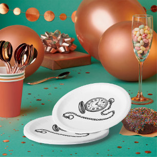 Prato De Papel Ilustração de Relógio de Bolso Vitoriano Antigo