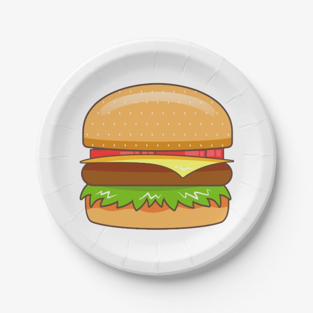 Prato De Papel Ilustração de Vetor de Burger (Frente)