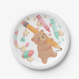 Prato De Papel Ilustração de volta às aulas do Teddy
