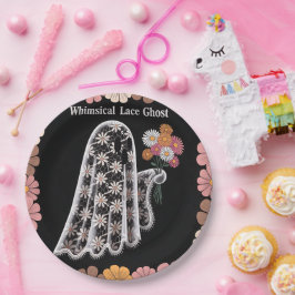 Prato De Papel Ilustração do Fantasma do Lace Whimsical com Flora
