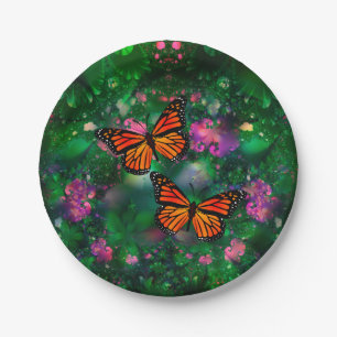 Prato De Papel Ilustração do Jardim da Borboleta Monarch