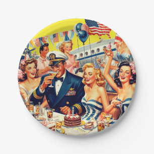 Prato De Papel Ilustração do Partido Vintage 1950