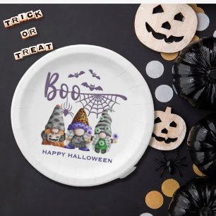 Prato De Papel Ilustração dos Gnomos do Boo Halloween