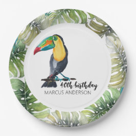 Prato De Papel Ilustração em Aquarela Exótica de Tucano