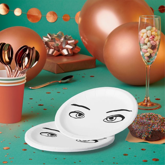 Prato De Papel Ilustração Misteriosa de Olhos Negros e Brancos (Criador carregado)