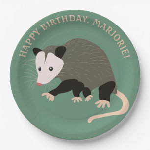 Prato De Papel Ilustração Possum Clara Personalizada