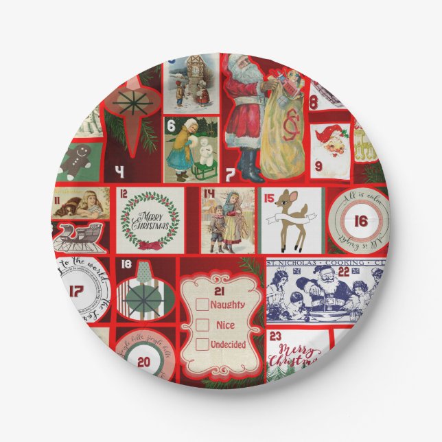 Prato De Papel Ilustração Quadrada do Bloco de Natal Adventício A (Frente)