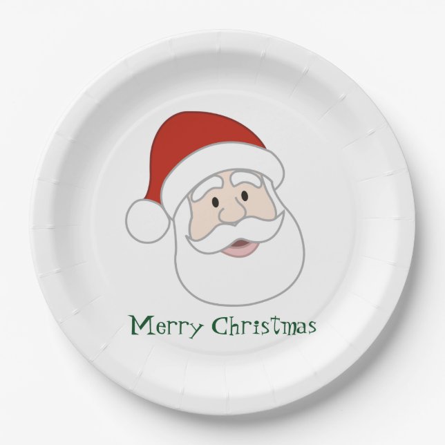 Prato De Papel Ilustração & texto de Papai Noel (Frente)