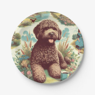 Prato De Papel Ilustração Vintage Lagotto Romagnolo